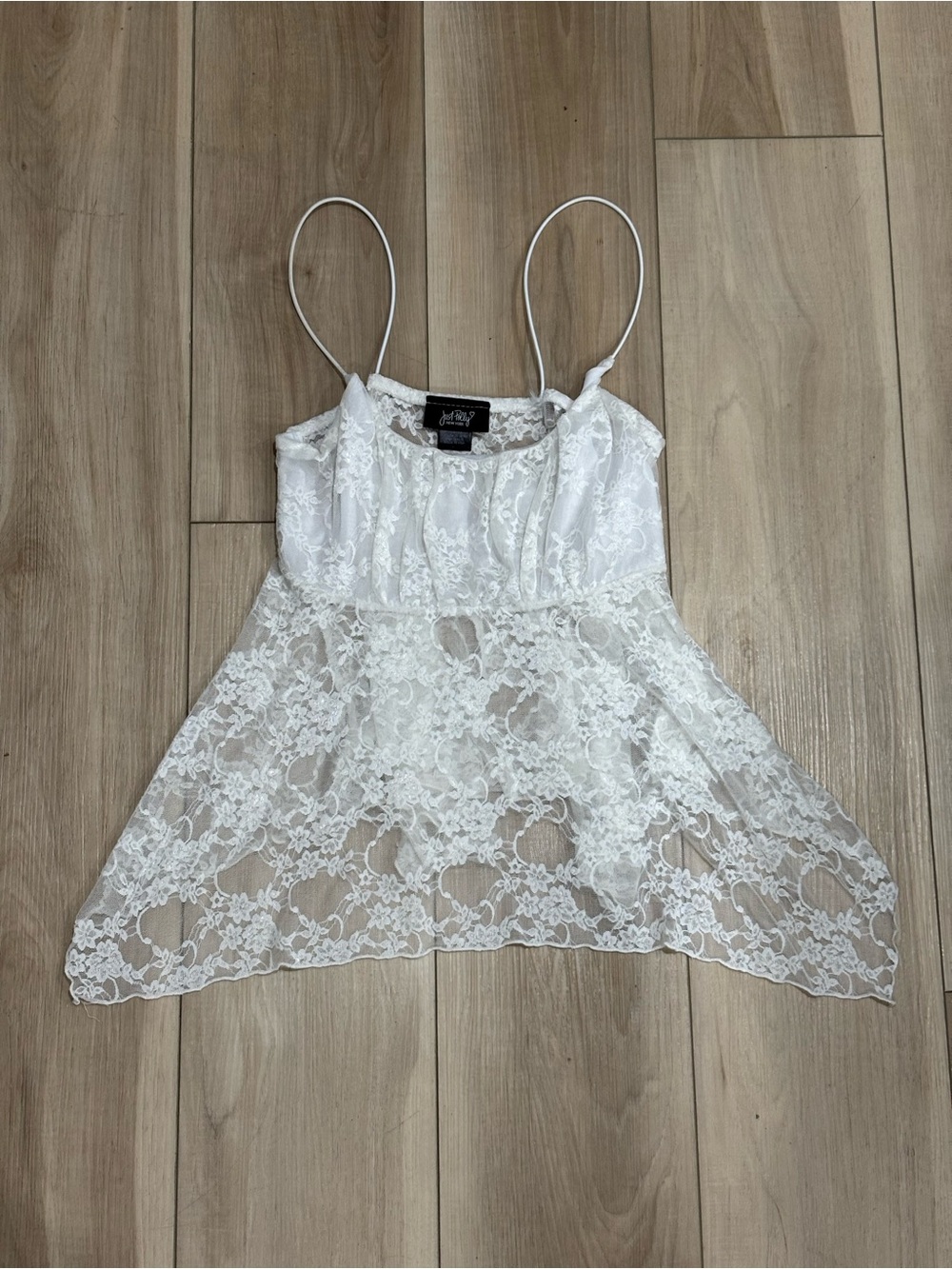 White Lace Camisole with Sheer Floral Overlay